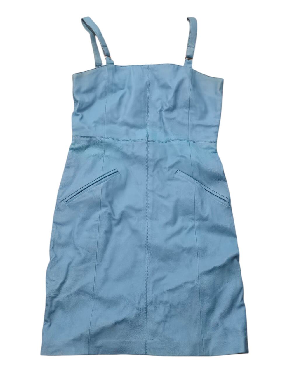 Vintage Newport News Baby Blue Leather Mini Dress